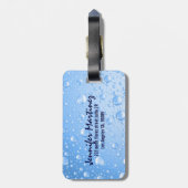 Metallic Sky Blue Rain Drops Gepäckanhänger (Rückseite vertikal)