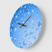 Metallic Sky Blue Rain Drops Große Wanduhr (Winkel)