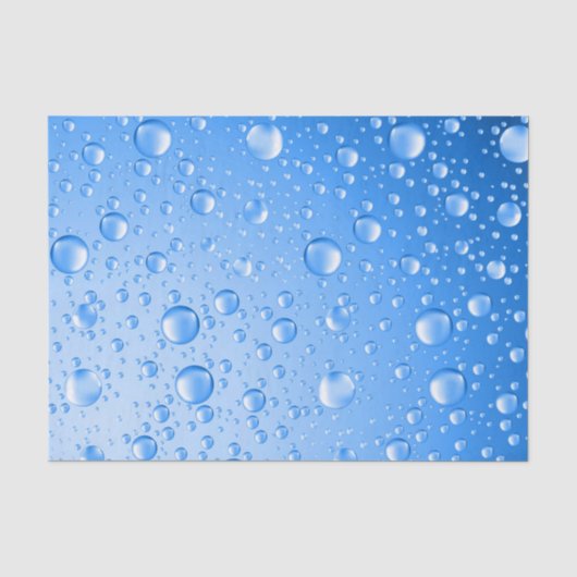 Metallic Sky Blue Rain Drops Seidenpapier (Vorderseite)