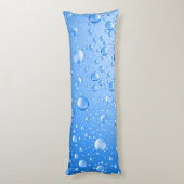 Metallic Sky Blue Rain Drops Seitenschläferkissen (Rückseite (Vertikal))