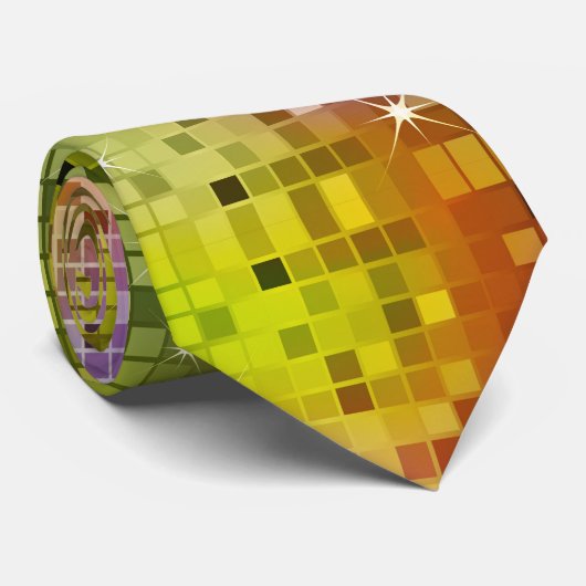 Metallic Soft Green Sequins Look Disco Mirror Ball Krawatte (Gerollt)