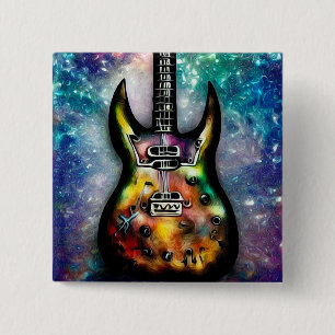 Metallic Steampunk Painted Guitar Button