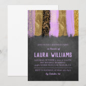 Metallic Tape Gold & Lavender Einladung zum Geburt (Vorne/Hinten)