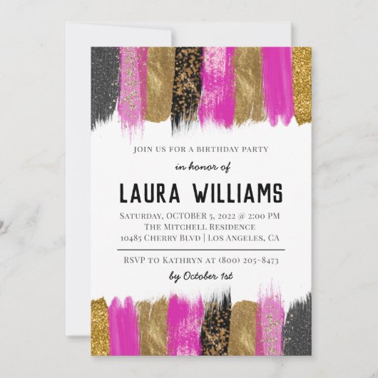 Metallic Tape Gold & Pink - Einladung zum Geburtst (Vorderseite)