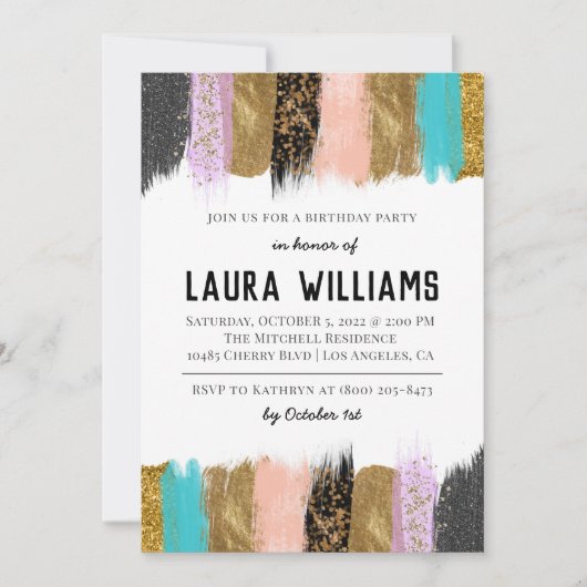 Metallic Tape Gold & Pink - Einladung zum Geburtst (Vorderseite)