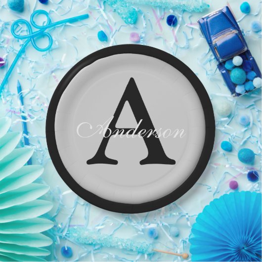 Metallic-Taste für Monogramm mit personalisiertem Pappteller (Party)
