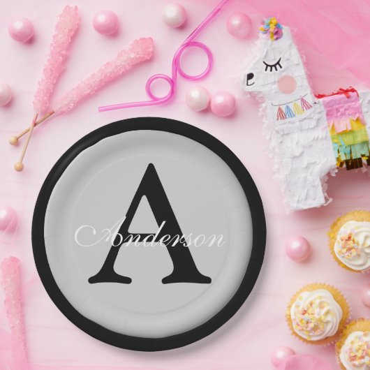 Metallic-Taste für Monogramm mit personalisiertem  Pappteller (Party)