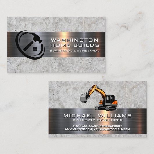 Metallic | Tools | Baufahrzeug Visitenkarte (Vorne/Hinten)