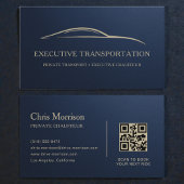 Metallic Transport Car QR Code Navy Blue & Gold Visitenkarte