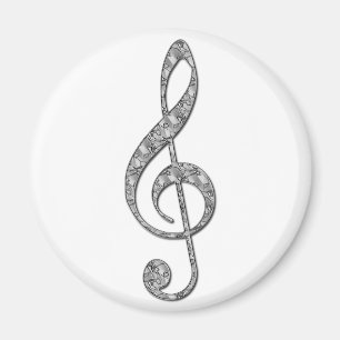 Metallic Treble Clef Magnet