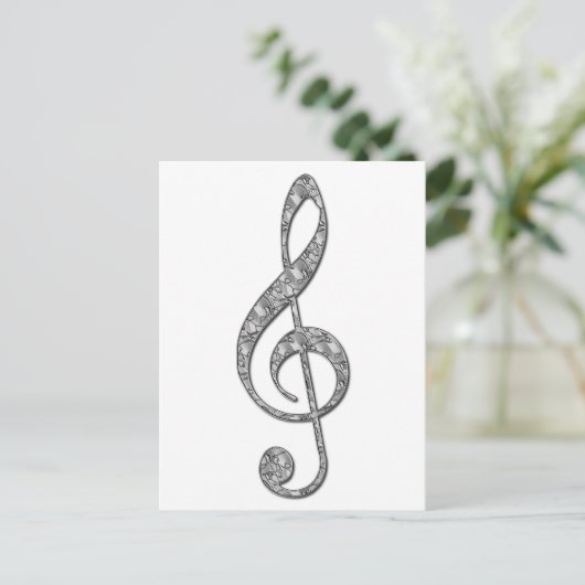 Metallic Treble Clef Postkarte (Stehend Vorderseite)