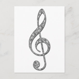 Metallic Treble Clef Postkarte