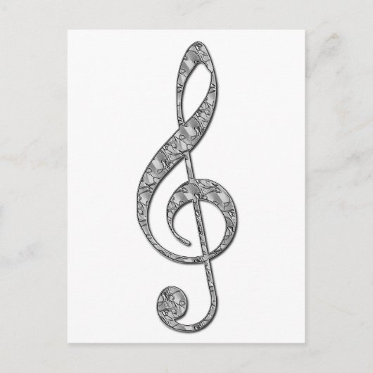 Metallic Treble Clef Postkarte (Vorderseite)