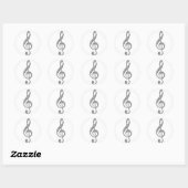Metallic Treble Clef Runder Aufkleber (Blatt)