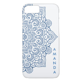 METALLIC Vintag BLUE Intricate Lace Mandala white Case-Mate iPhone Hülle