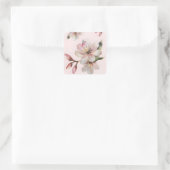 Metallic Watercolor Sakura Quadratischer Aufkleber (Tasche)