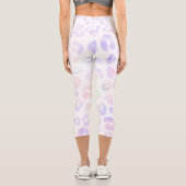 Metallic White Modern Leopard Pattern Capri Leggings (Rückseite)