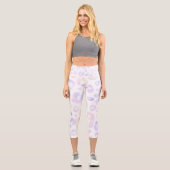 Metallic White Modern Leopard Pattern Capri Leggings (Vorderseite)