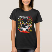 Metallicat Funny Cat Rock 90s Meow T-Shirt (Vorderseite)
