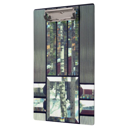 Metallicglas gestreift silberschwarz, modern klemmbrett (Links)