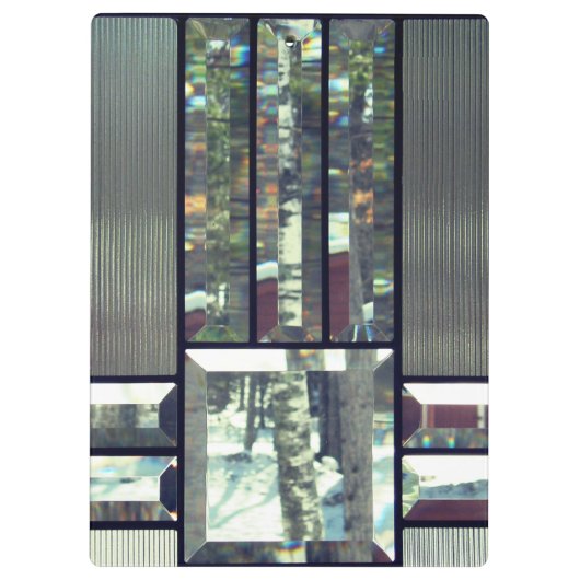 Metallicglas gestreift silberschwarz, modern klemmbrett (Rückseite)