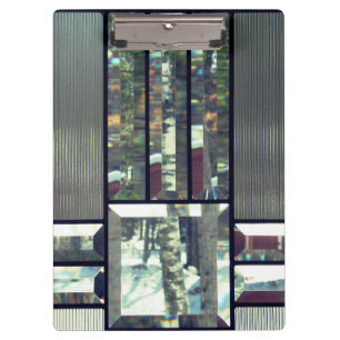 Metallicglas gestreift silberschwarz, modern klemmbrett