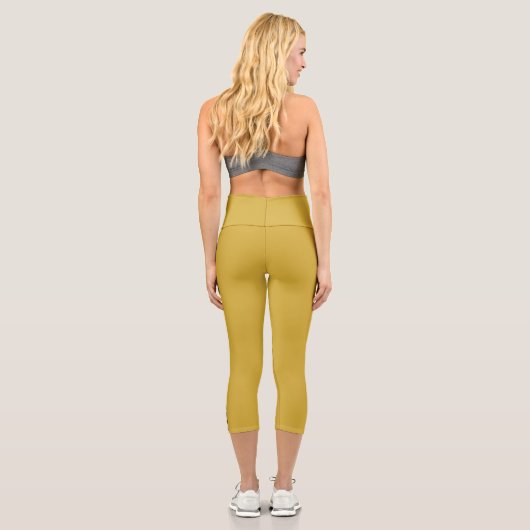 MetallicGold Capri Leggings with Black Side Stripe (Rückseite)