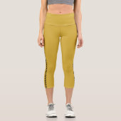 MetallicGold Capri Leggings with Black Side Stripe (Vorderseite)