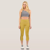 MetallicGold Capri Leggings with Black Side Stripe (Vorderseite)
