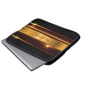 Metallicgold Streifen aus schwarzem Metall Laptopschutzhülle (Vorne Knopf)