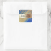 Metallicschimmer Marmor Blau Moderne Chic Quadratischer Aufkleber (Tasche)