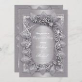 Metallicsilber-Blätter luxuriös und elegant Einladung (Vorne/Hinten)