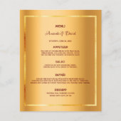 Metallicvergoldete Verglasung mit Hochzeitmenü (Vorderseite)
