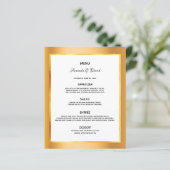 Metallicweißes Glas mit einem Hochzeitmenü (Stehend Vorderseite)