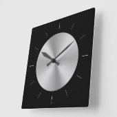METALLIK-DISK | Grauer glänzender Stahllook Quadratische Wanduhr (Winkel)