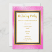 METALLIKPINK SCHWARZ & GOLD EMBOSSED GEBURTSTAG EINLADUNG (Vorderseite)