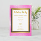 METALLIKPINK SCHWARZ & GOLD EMBOSSED GEBURTSTAG EINLADUNG (Stehend Vorderseite)