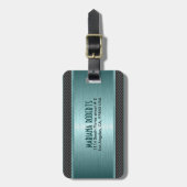 metallisch Aquamarin gebürstetes Aluminium-Look Gepäckanhänger (Vorderseite vertikal)