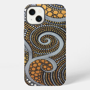Metallisch bemalte Boho-Schwirbel und Punkte iPhone 13 Hülle