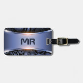 Metallisch blaue Textur Gepäckmarke Gepäckanhänger (Vorderseite horizontal)