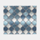 Metallisch-blauer Diamant - Geometrisch-industriel Fleecedecke (Vorderseite (Horizontal))