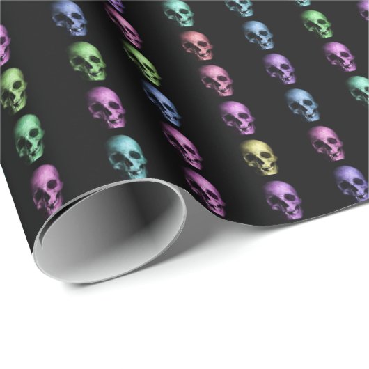 Metallisch-Blick menschliche Pastellschädel Geschenkpapier (Rolleneckpunkt)