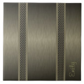 metallisch dunkelgrün gebürstetes Aluminium-Look Fliese (Vorderseite)