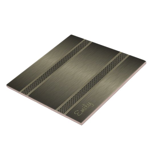 metallisch dunkelgrün gebürstetes Aluminium-Look Fliese (Seite)