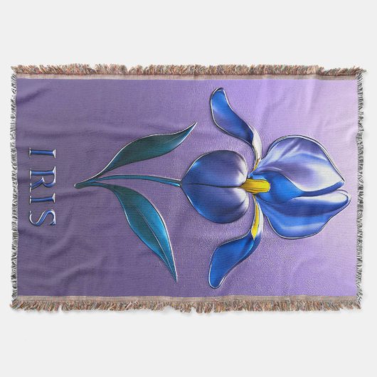Metallisch Glänzende Blaue Irisblüte mit Text Decke (Vorderseite)