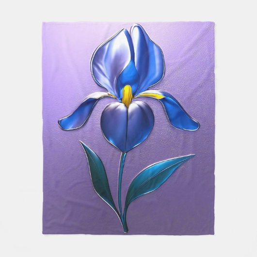 Metallisch Glänzende Blaue Irisblüte mit Text Fleecedecke (Vorderseite)