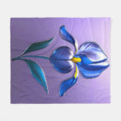 Metallisch Glänzende Blaue Irisblüte mit Text Fleecedecke (Vorderseite (Horizontal))