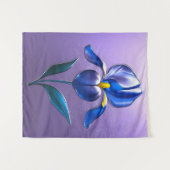 Metallisch Glänzende Blaue Irisblüte mit Text Wandteppich (Vorderseite (Horizontal))