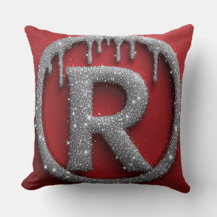 Metallisch glänzender Buchstabe R Monogramm Rot Ch Kissen