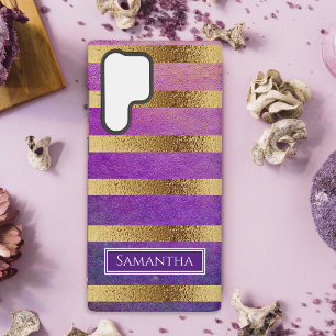 Metallisch Gold Gestreift Lila Samsung Galaxy Hülle